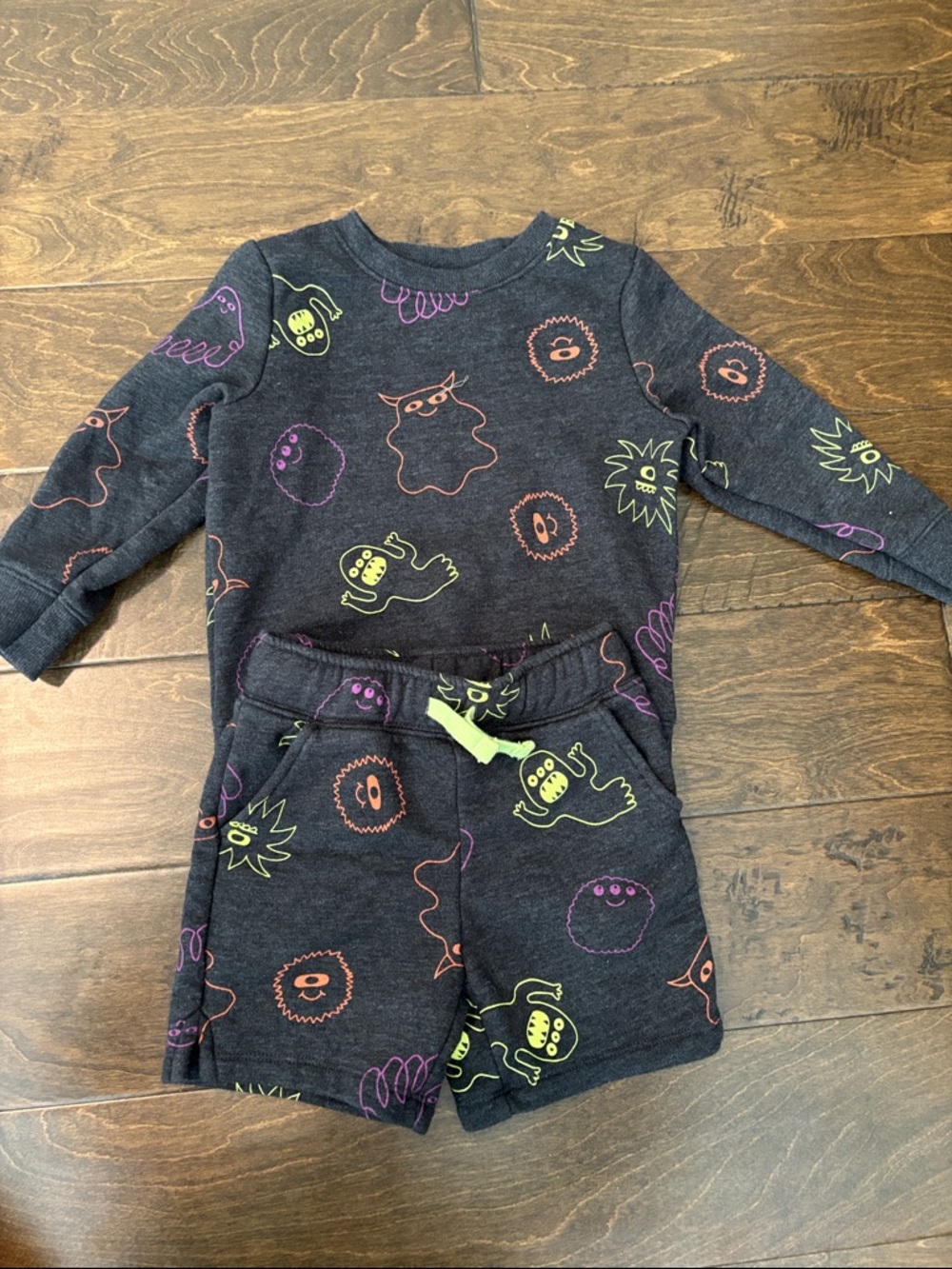 Cat & Jack Black Matching Set with Neon Graphic Accents